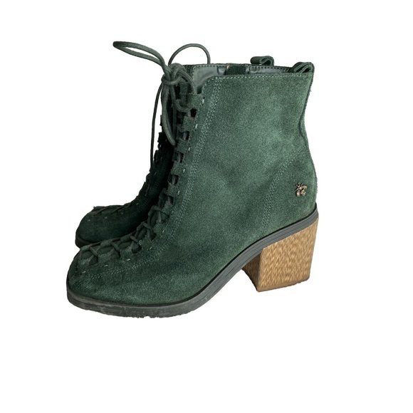 Kelsi Dagger Brooklyn Lace-Up Ankle Boots Dagger Forest green Suede Leather Sz 8 - Picture 3 of 14